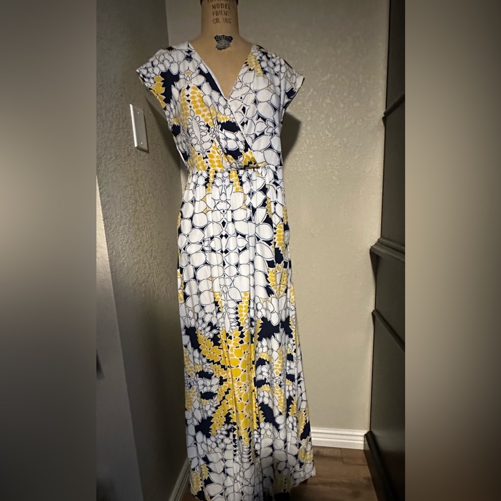 GAP Yellow, Navy & White Floral Maxi Dress